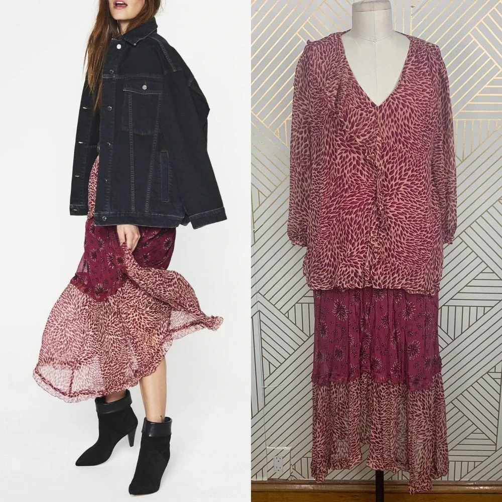 Ba&sh‎ Lady Blouse Two-Piece Skirt Set Jupe Gapi Rose Size US 0 / XS